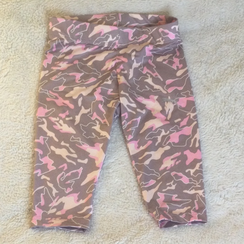 Puma Pink and Tan Camouflage Kids Leggings